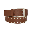 Antique silver nickel free genuine leather belt buckle, 2 rows, flat rivets