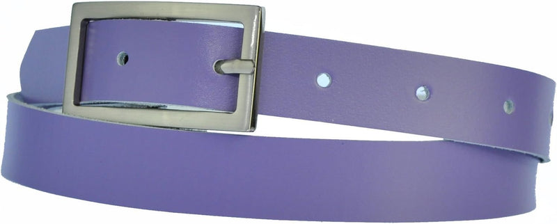 Narrow 3 cm wide genuine leather belt with 4 square buckles