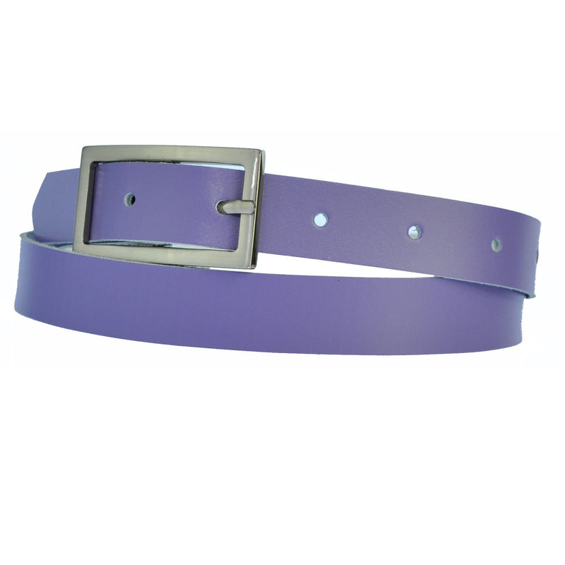 Narrow 3 cm wide genuine leather belt with 4 square buckles