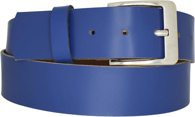 Genuine leather belt with nickel-free buckle in antique silver