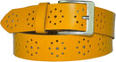 4 cm wide genuine leather belt with hole pattern