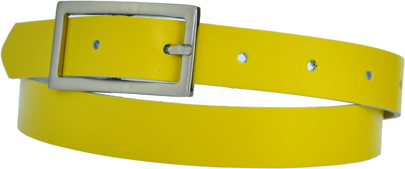 Narrow 3 cm wide genuine leather belt with 4 square buckles