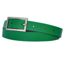 Narrow 3 cm wide genuine leather belt with 4 square buckles