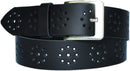 4 cm wide genuine leather belt with hole pattern