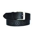 4 cm wide genuine leather belt with hole pattern