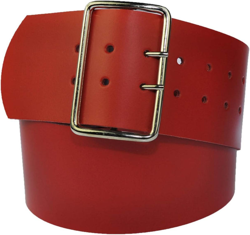8 cm wide genuine leather belt with 4 square roller buckles
