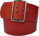 7 cm wide genuine leather belt with square roller buckle,