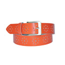 4 cm wide genuine leather belt with hole pattern