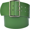 8 cm wide genuine leather belt with 4 square roller buckles
