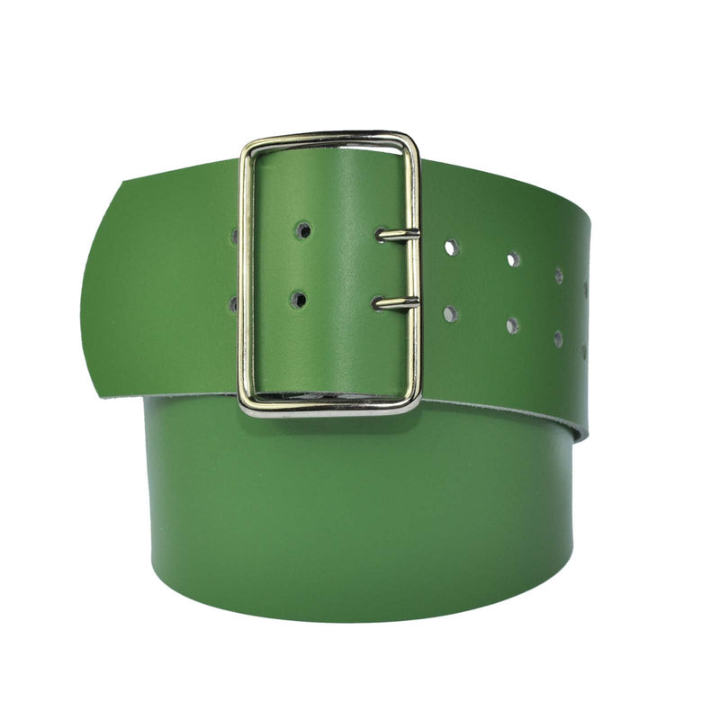 8 cm wide genuine leather belt with 4 square roller buckles
