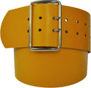 7 cm wide genuine leather belt with square roller buckle,