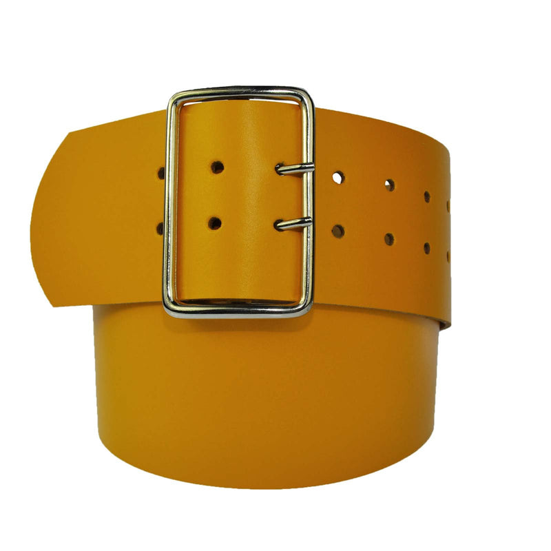 8 cm wide genuine leather belt with 4 square roller buckles