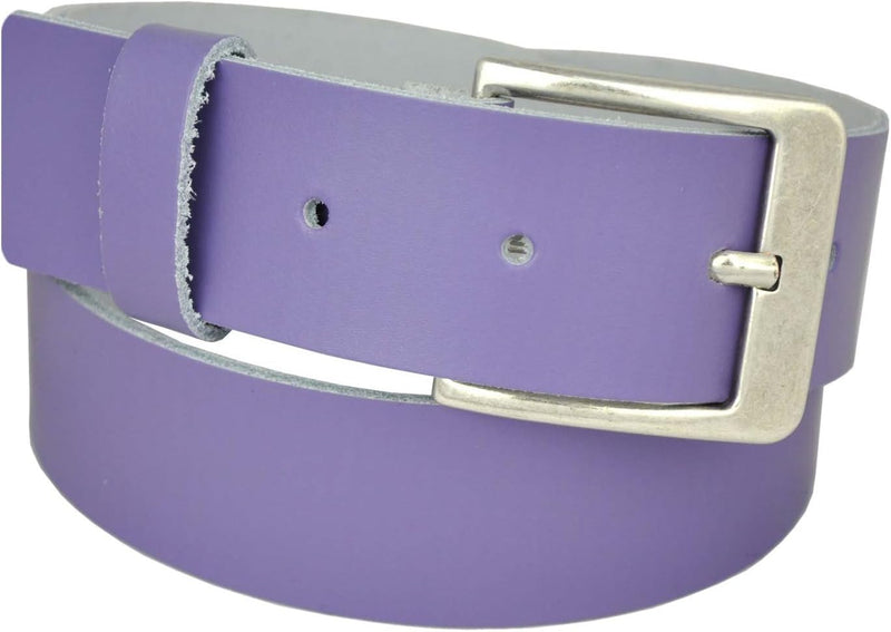 Nickel-free genuine leather belt with antique silver buckle, 4 cm wide