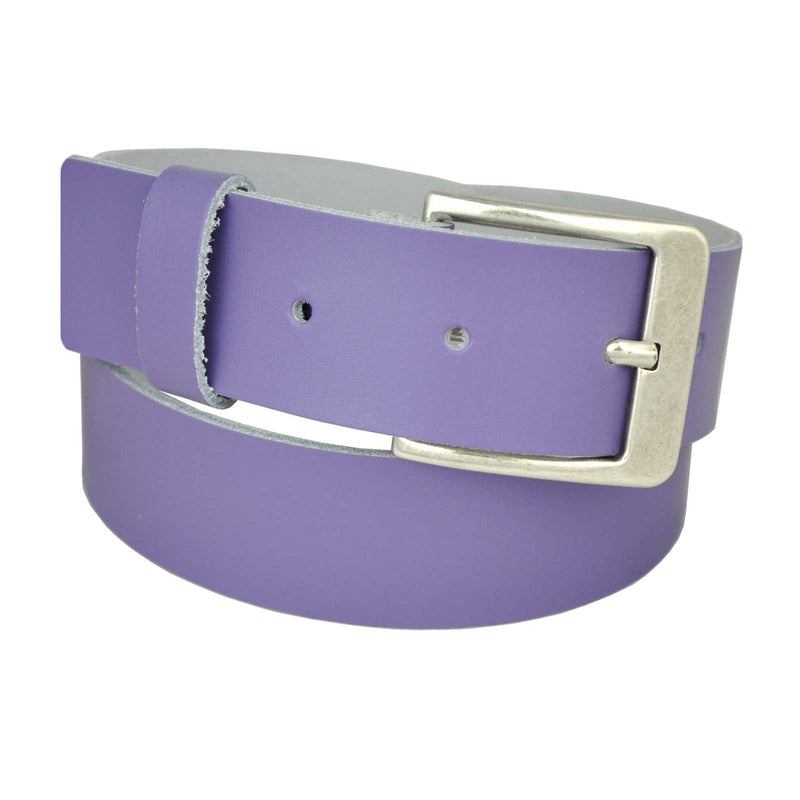 Nickel-free genuine leather belt with antique silver buckle, 4 cm wide