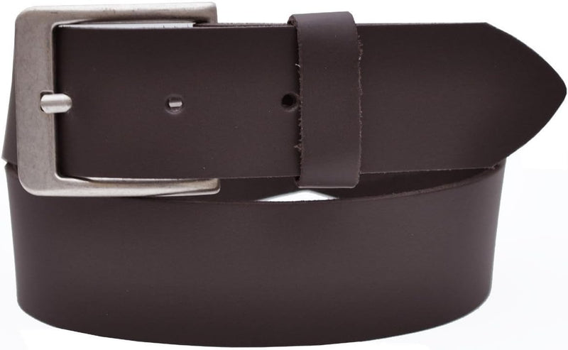 Nickel-free genuine leather belt with antique silver buckle, 4 cm wide