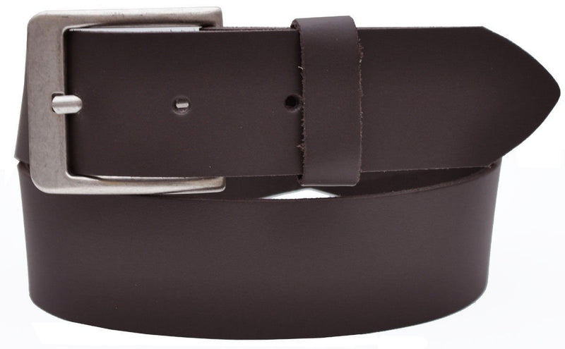 Nickel-free genuine leather belt with antique silver buckle, 4 cm wide