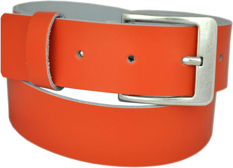 Nickel-free genuine leather belt with antique silver buckle, 4 cm wide