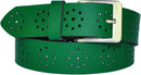 4 cm wide genuine leather belt with hole pattern