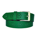4 cm wide genuine leather belt with hole pattern