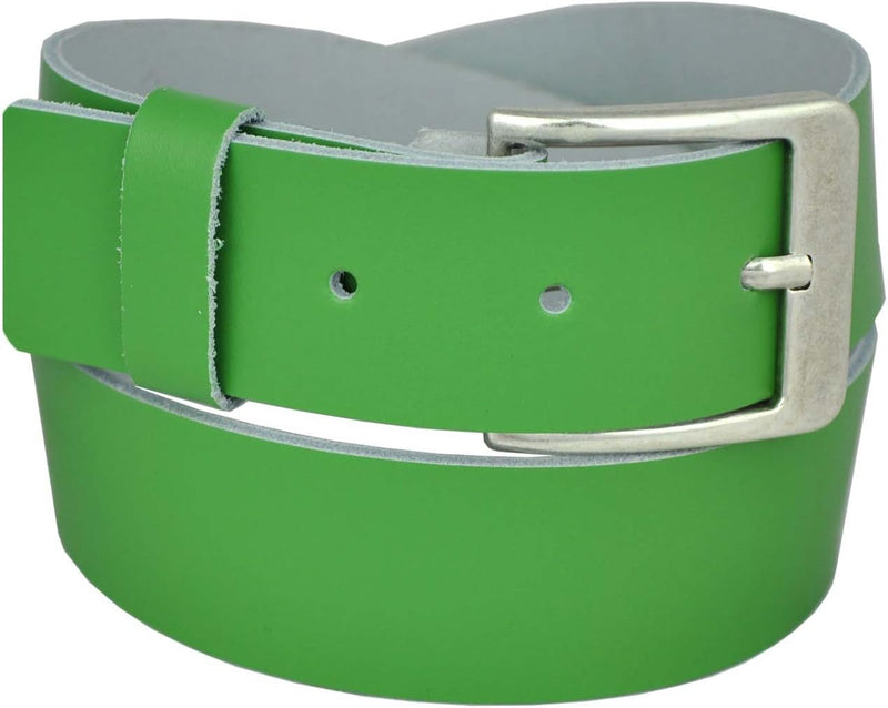 Nickel-free genuine leather belt with antique silver buckle, 4 cm wide