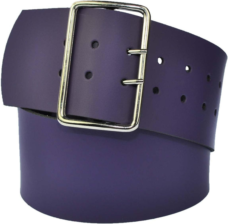 8 cm wide genuine leather belt with 4 square roller buckles