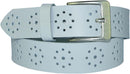4 cm wide genuine leather belt with hole pattern