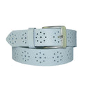 4 cm wide genuine leather belt with hole pattern