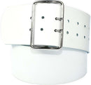 7 cm wide genuine leather belt with square roller buckle,