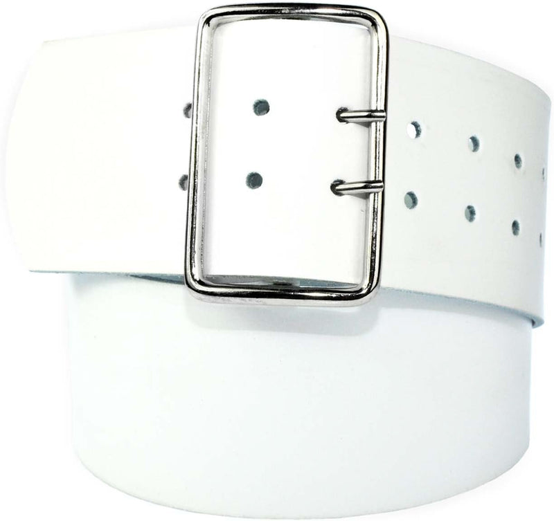 8 cm wide genuine leather belt with 4 square roller buckles