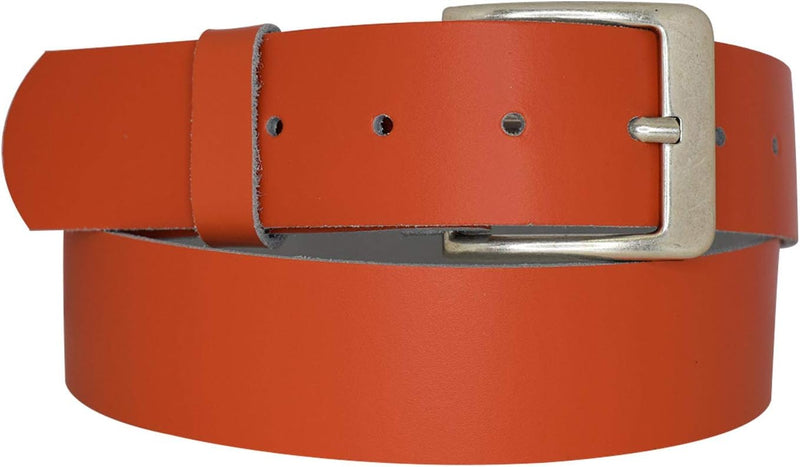 Genuine leather belt with nickel-free buckle in antique silver