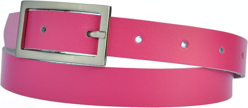 Narrow 3 cm wide genuine leather belt with 4 square buckles