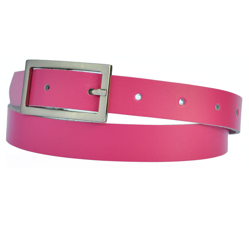 Narrow 3 cm wide genuine leather belt with 4 square buckles