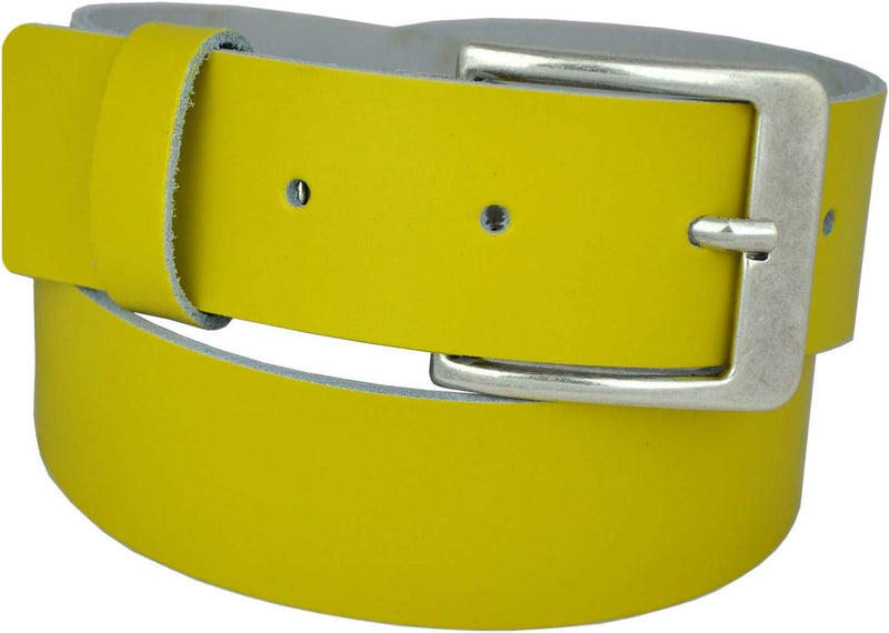 Nickel-free genuine leather belt with antique silver buckle, 4 cm wide