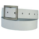 3.5 cm wide genuine leather belt with square buckle.