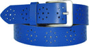 4 cm wide genuine leather belt with hole pattern