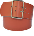 8 cm wide genuine leather belt with 4 square roller buckles