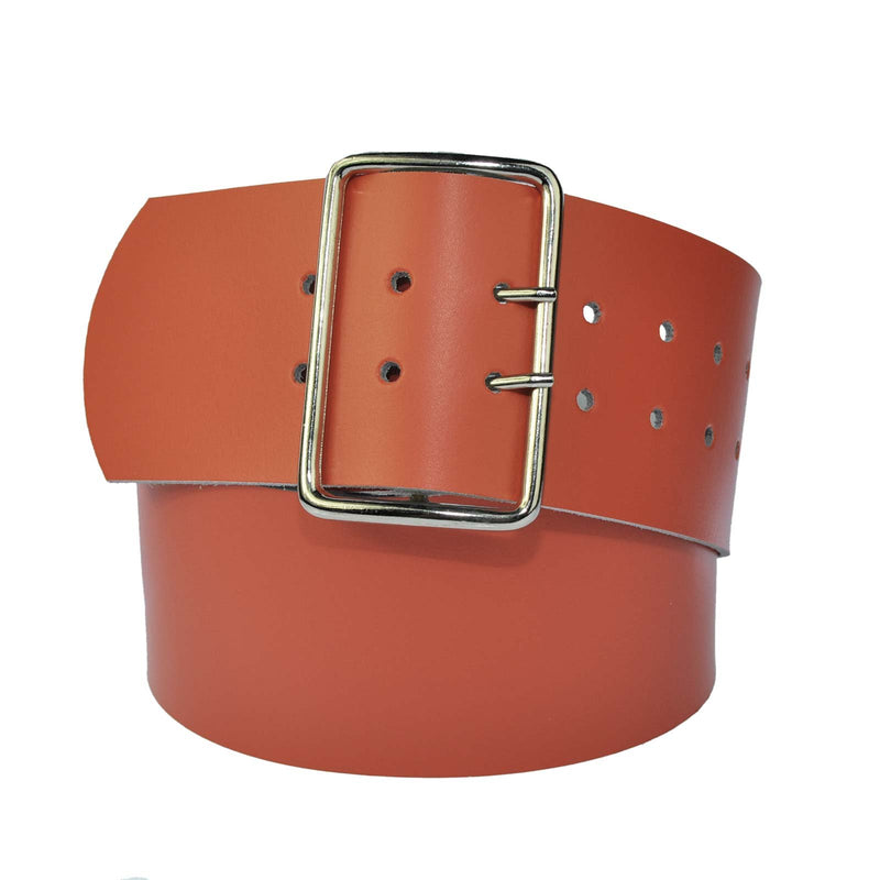 8 cm wide genuine leather belt with 4 square roller buckles