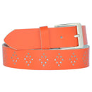4 cm wide genuine leather belt with hole pattern