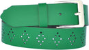 4 cm wide genuine leather belt with hole pattern