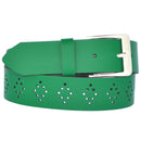 4 cm wide genuine leather belt with hole pattern