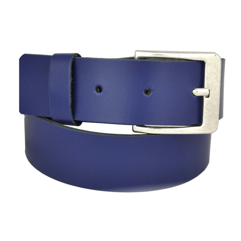 Nickel-free genuine leather belt with antique silver buckle, 4 cm wide