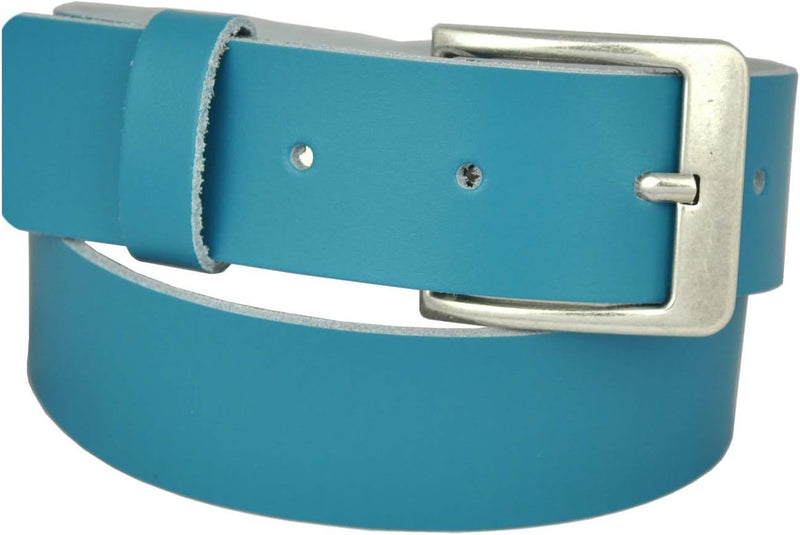 Nickel-free genuine leather belt with antique silver buckle, 4 cm wide