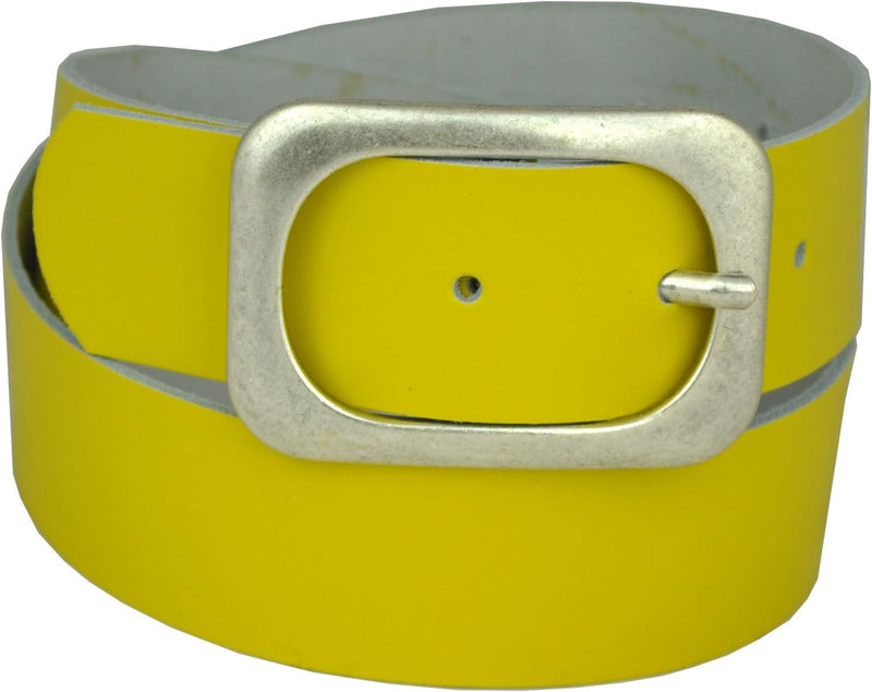 Nickel-free genuine leather belt with antique silver buckle, 4 cm wide