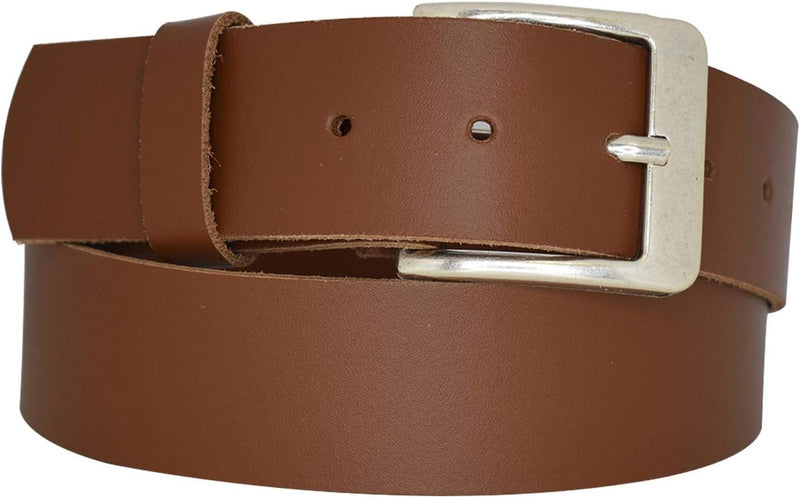 Genuine leather belt with nickel-free buckle in antique silver