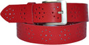 4 cm wide genuine leather belt with hole pattern