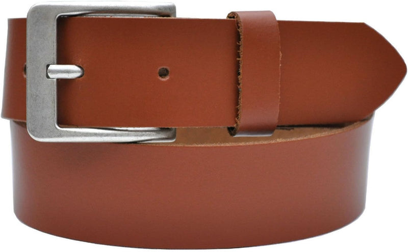 Nickel-free genuine leather belt with antique silver buckle, 4 cm wide