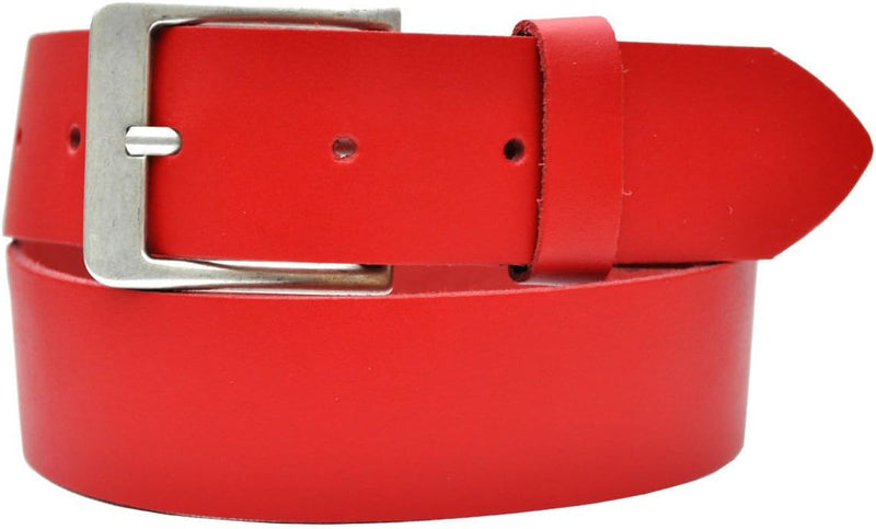 Genuine leather belt with nickel-free buckle in antique silver