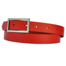 Narrow 2 cm wide genuine leather belt with 4 square buckles