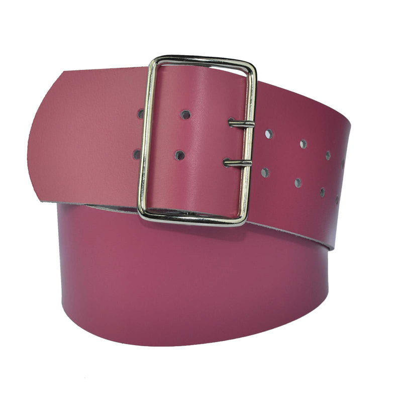 8 cm wide genuine leather belt with 4 square roller buckles