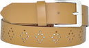 4 cm wide genuine leather belt with hole pattern